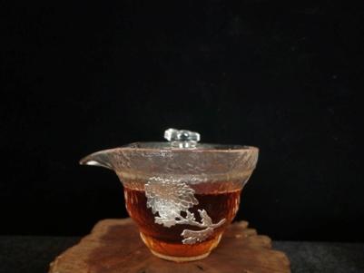 华艺银坊 雅菊四件套 可单选  家用茶具办公会客茶具  人工无铅玻璃杯 商品图3