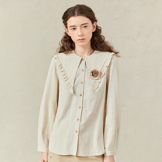 famecoco范可儿娃娃领衬衫女春装设计感衬衣F221BA010 商品图2