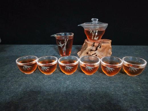 华艺银坊 竹韵八件套 可单选 家用茶具办公会客茶具 人工无铅玻璃杯 商品图0