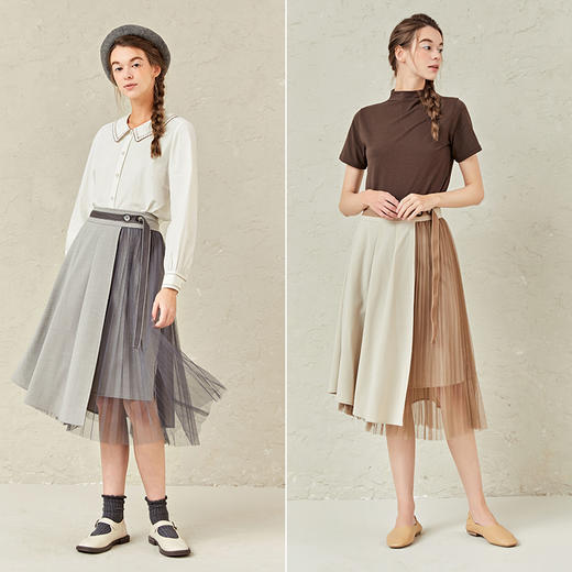 famecoco范可儿半身裙设计感小众不规则网纱裙F221HA007 商品图4