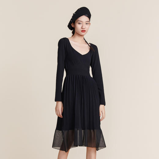 MIIDII谜底2022春新款简约优雅V领收腰显瘦针织连衣裙221MZ0328 商品图1