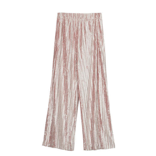 MIIDII谜底2022春款商端系列压褶丝绒休闲高腰直筒裤女221GK0037 商品图4