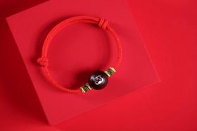 XYZT0378°紫檀镶银转运虎手链