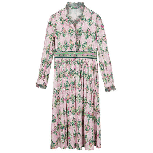 MIIDII谜底2022春新款收腰连衣裙法式田园菱形格印花221ML0088 商品图4