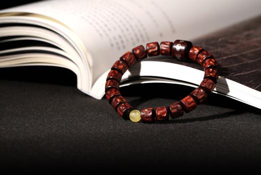 XYZT0219°紫檀嵌银六字真言手串 商品图0