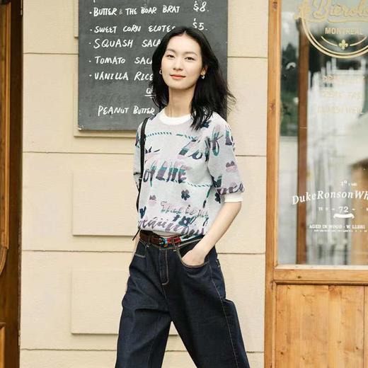 丽迪莎亚麻混纺提花休闲百搭针织衫KK13V2219 商品图0