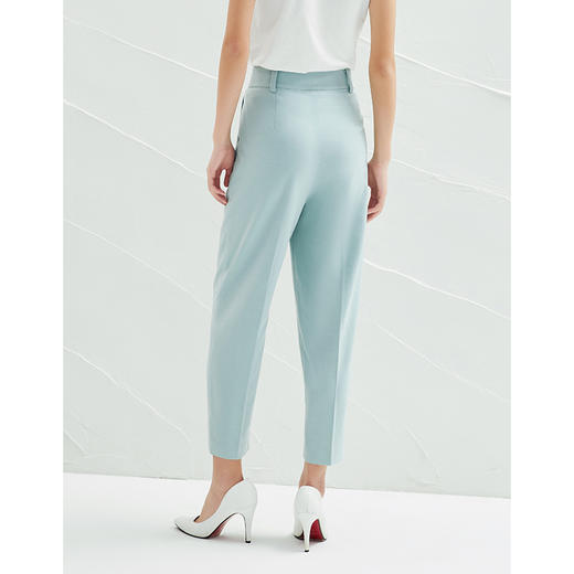 EITIE爱特爱春季新款高腰直筒西装裤女休闲舒适通勤纯色百搭裤子A2205915 商品图3