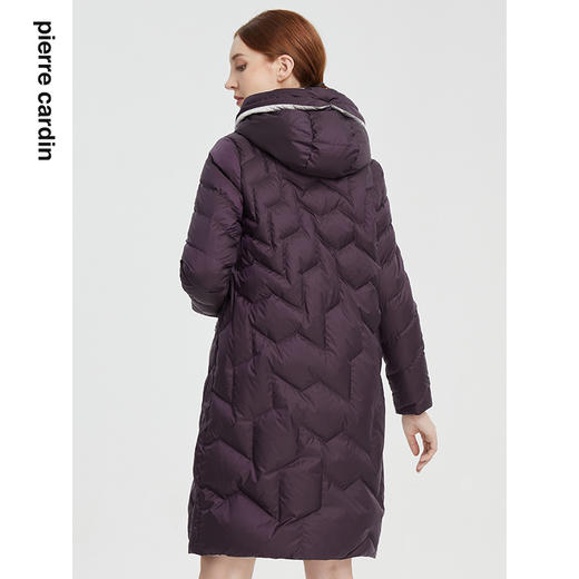 皮尔卡丹女装白鸭绒直筒简约通勤连帽中长款羽绒服P1489Y1403Z0 商品图2