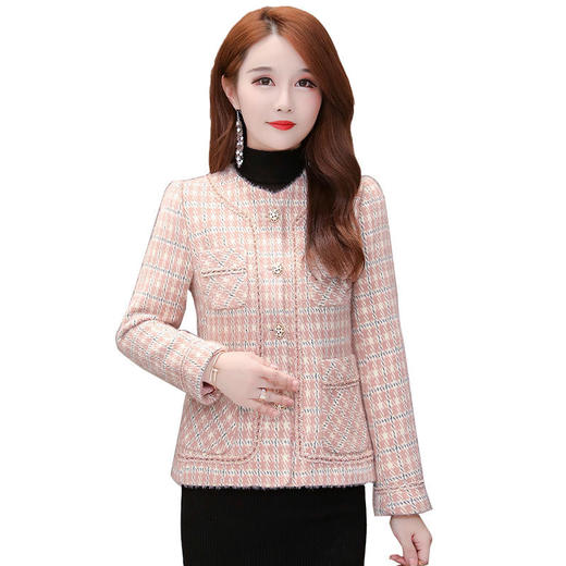 YWE-ZM-BYJ-B28小香风格子毛呢外套女短款呢子大衣 商品图6