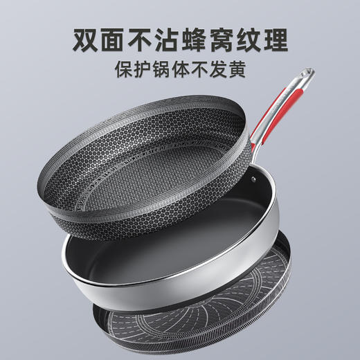 欧乐菲米力士蜂巢316不锈钢炒锅全面屏28厘米煎锅 商品图5