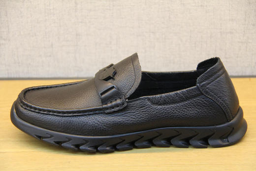豪行春季新款10155181黑色休闲皮鞋一脚蹬软底舒适男单鞋爸爸鞋 专柜正品 商品图0