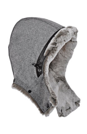 Frauenschuh - Kapuze Rexkanin - L - Darkflannel/Color - 女装 - 帽子 - 灰色