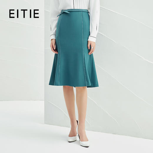 EITIE爱特爱春季新款高腰包臀鱼尾女气质优雅洋气绿色半身裙A2206913 商品图0