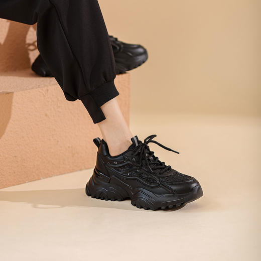 西村名物2022年春季新款休闲厚底低帮休闲运动休闲鞋系带老爹鞋女T22AM18821 商品图1