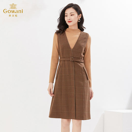 乔万尼冬季新品绵羊毛连衣裙假两件设计英伦精致感EI4E686 商品图2