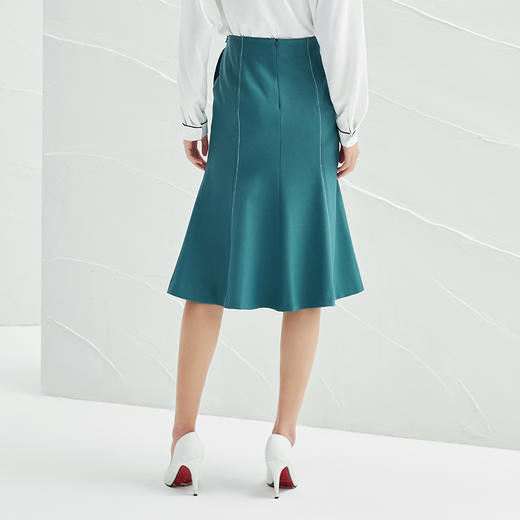 EITIE爱特爱春季新款高腰包臀鱼尾女气质优雅洋气绿色半身裙A2206913 商品图3