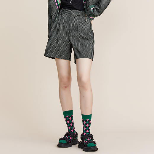 MIIDII谜底2022春款通勤时髦阔腿短裤女a字宽松直筒221MK0139 商品图0