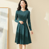 米思阳2026春季新款优雅圆领大摆裙纯色百搭收腰针织连衣裙0042 商品缩略图1