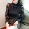 HT6357 2022春季新款韩版网纱拼接雪纺袖修身打底针织衫上衣 商品缩略图3