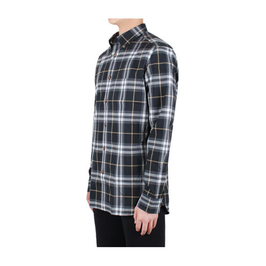 BURBERRY 博柏利 领尖扣衣领格纹棉质衬衫 男士长袖衬衫 灰白格子 8048147 B1180 商品图1