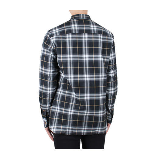 BURBERRY 博柏利 领尖扣衣领格纹棉质衬衫 男士长袖衬衫 灰白格子 8048147 B1180 商品图2