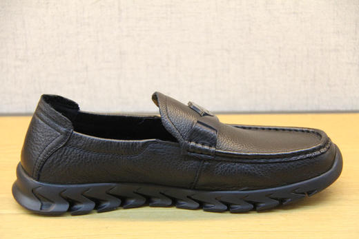 豪行春季新款10155181黑色休闲皮鞋一脚蹬软底舒适男单鞋爸爸鞋 专柜正品 商品图3