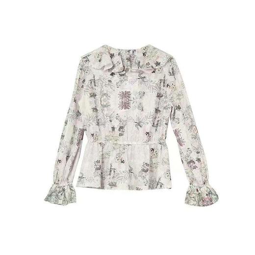 丽迪莎复古原创文艺印花图案纯棉小衫KK13X3135 商品图3