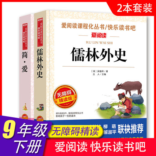爱阅读 快乐读书吧全2册任选 九年级下儒林外史+简爱 无障碍阅读导读版 9年级初中生课外书籍青少年版经典中学生课外读物原著 商品图0