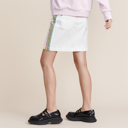 MIIDII谜底2022春新款短裙减龄拼接彩色织带棉牛仔半裙221MB0018 商品图2