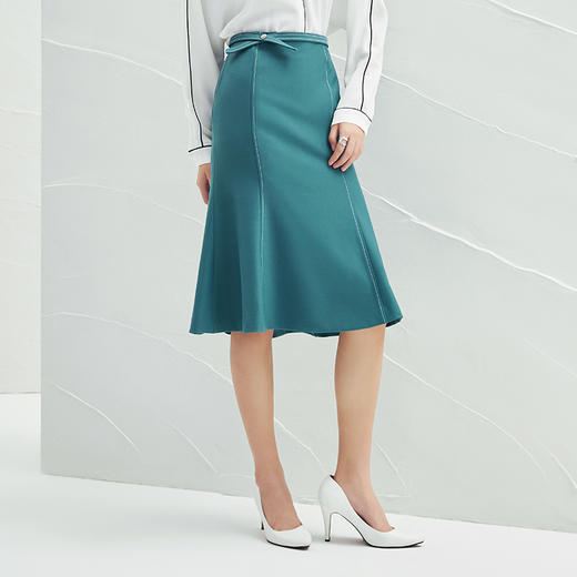 EITIE爱特爱春季新款高腰包臀鱼尾女气质优雅洋气绿色半身裙A2206913 商品图1