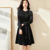 剩S/M/XL 米思阳2024秋季新款气质简约百搭黑色连衣裙高腰显瘦A字裙0037 商品缩略图2