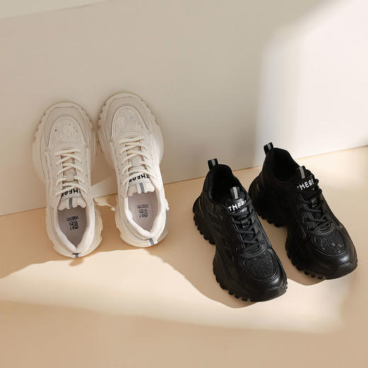 西村名物2022年春季新款休闲厚底低帮休闲运动休闲鞋系带老爹鞋女T22AM18821 商品图3