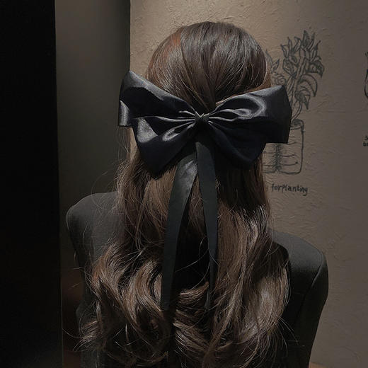 【2个装】吴谨言同款黑色双层大蝴蝶结头饰发夹女网红后脑勺发卡弹簧夹发饰 商品图1