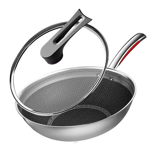 欧乐菲米力士蜂巢316不锈钢炒锅全面屏爱心版32cm 商品图0