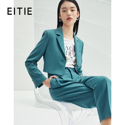EITIE爱特爱春季新款气质翻领西装女挺括通勤时尚显瘦短外套A2203909 商品图0