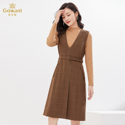 乔万尼冬季新品绵羊毛连衣裙假两件设计英伦精致感EI4E686 商品图1