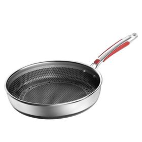 欧乐菲米力士蜂巢316不锈钢炒锅全面屏28厘米煎锅