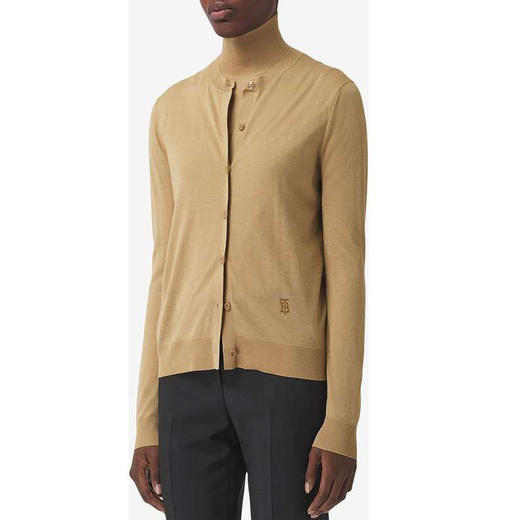 BURBERRY 博柏利 专属标识丝毛羊绒混纺开衫 女针织开衫 卡其色 8043512 A1420 商品图2