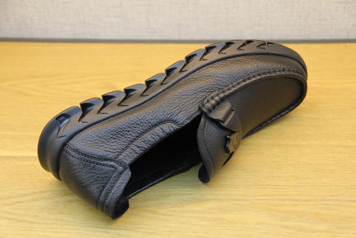 豪行春季新款10155181黑色休闲皮鞋一脚蹬软底舒适男单鞋爸爸鞋 专柜正品 商品图5