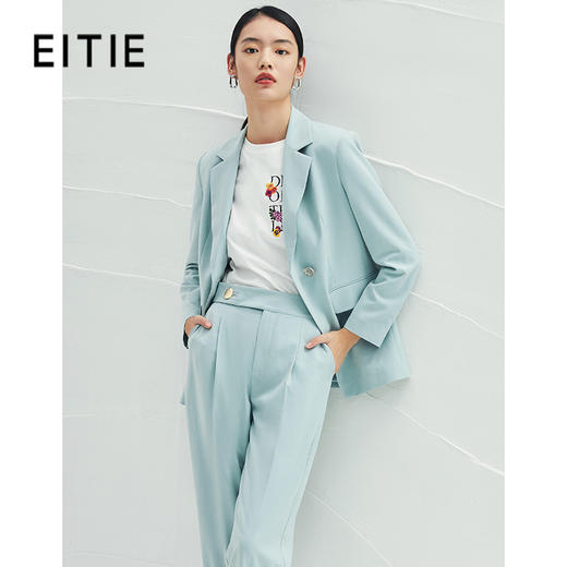 EITIE爱特爱春季新款纯色一粒扣休闲收腰女时尚通勤西装外套A2203911 商品图0