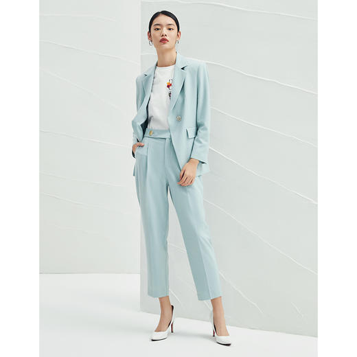EITIE爱特爱春季新款纯色一粒扣休闲收腰女时尚通勤西装外套A2203911 商品图1