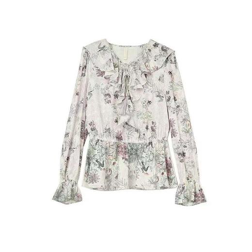 丽迪莎复古原创文艺印花图案纯棉小衫KK13X3135 商品图2