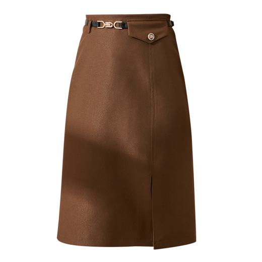 剩L/XL 米思阳2025夏季新款时尚通勤半身裙简约修身侧开叉微弹直筒裙0063 商品图4