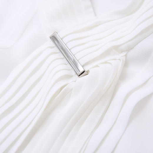 EITIE爱特爱气质飘带直筒雪纺衫女春季新款洋气通勤白色显瘦6513209 商品图5