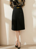 剩S 米思阳2024秋季新款时尚通勤不对称压褶收腰显瘦黑色半身裙0059 商品缩略图2