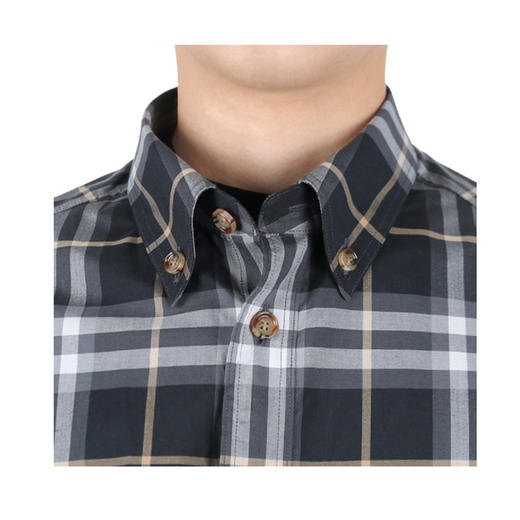 BURBERRY 博柏利 领尖扣衣领格纹棉质衬衫 男士长袖衬衫 灰白格子 8048147 B1180 商品图3