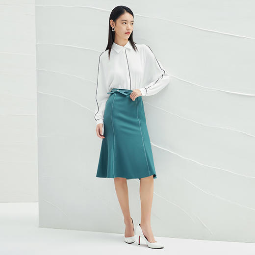 EITIE爱特爱春季新款高腰包臀鱼尾女气质优雅洋气绿色半身裙A2206913 商品图2