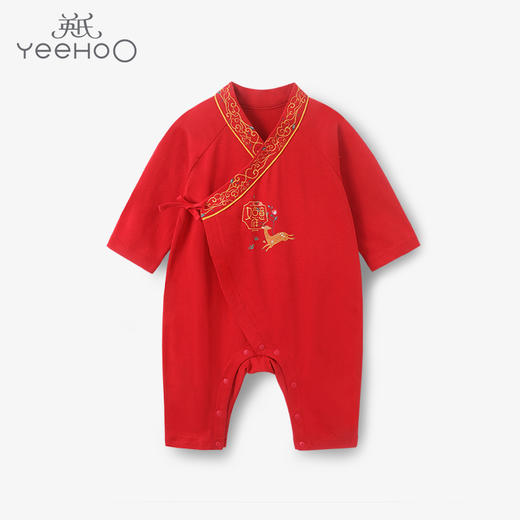英氏男女宝宝唐装汉服国风喜庆新年装婴幼儿连体衣YZJAJ32004A 商品图0