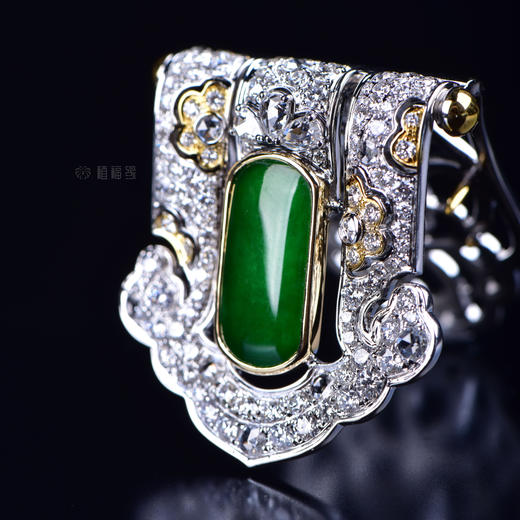 【王者之风】满绿翡翠夹扣-GZ12110085 商品图1