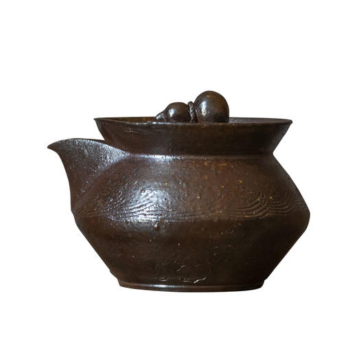 茶香记景德镇 木田手作 紫砂陶柴烧宝瓶 葫芦摘 手抓壶 冲泡器 商品图4